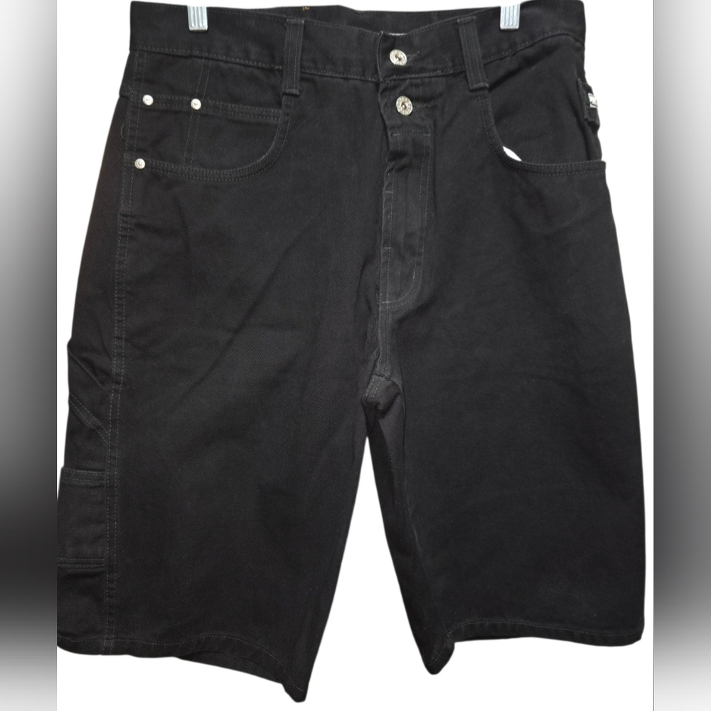 Vintage 90's Y2K Paco Jean Shorts Men 32 Black Denim Baggy Hip Hop Double Button